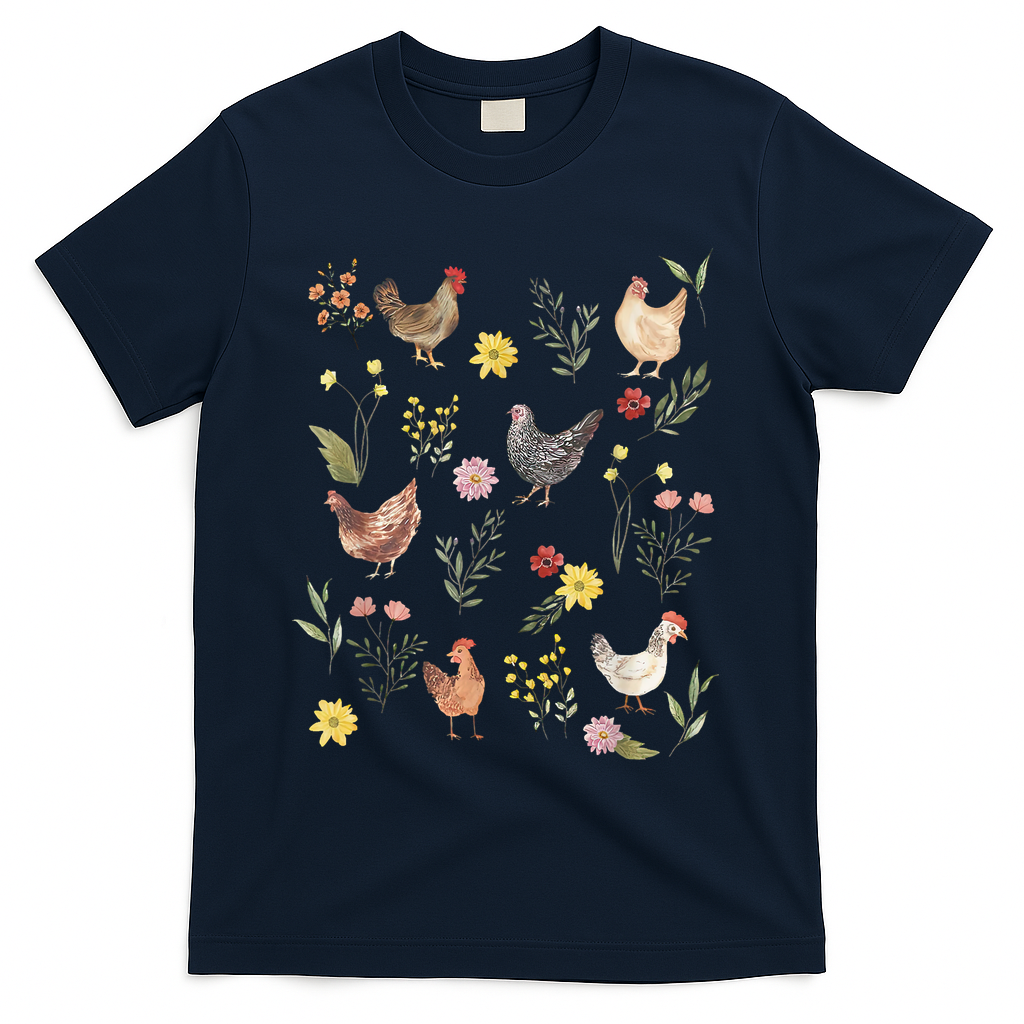 Wildflower Chicken Floral Chicken Lover Cute Farmer Flowers T-Shirt