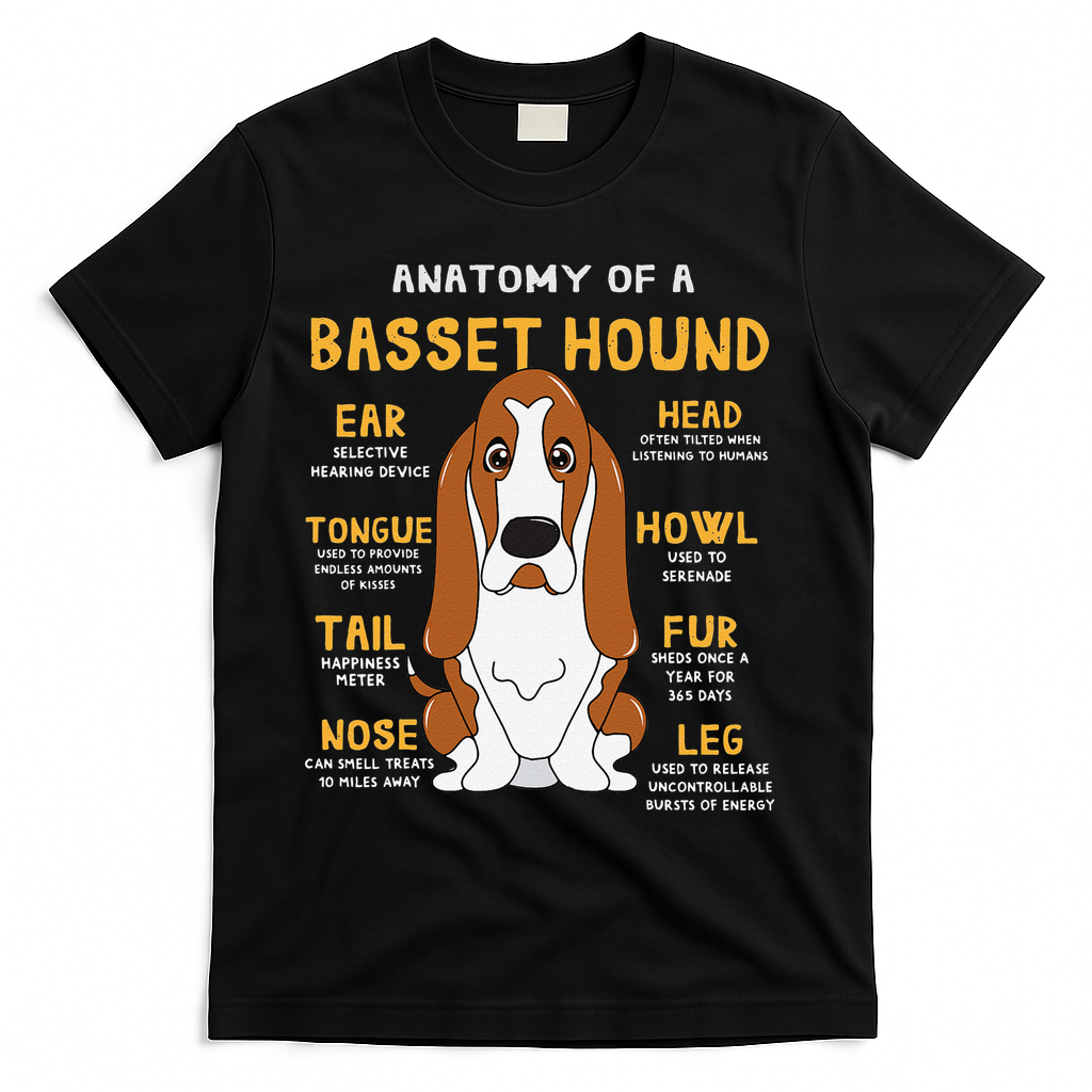 Basset Hound Anatomy Funny Dog Mom Dad Cute Gift T-Shirt