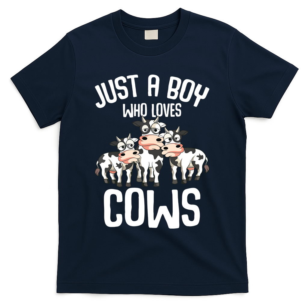 Just A Boy Who Loves Cows Farmers Cow Kids T-Shirt