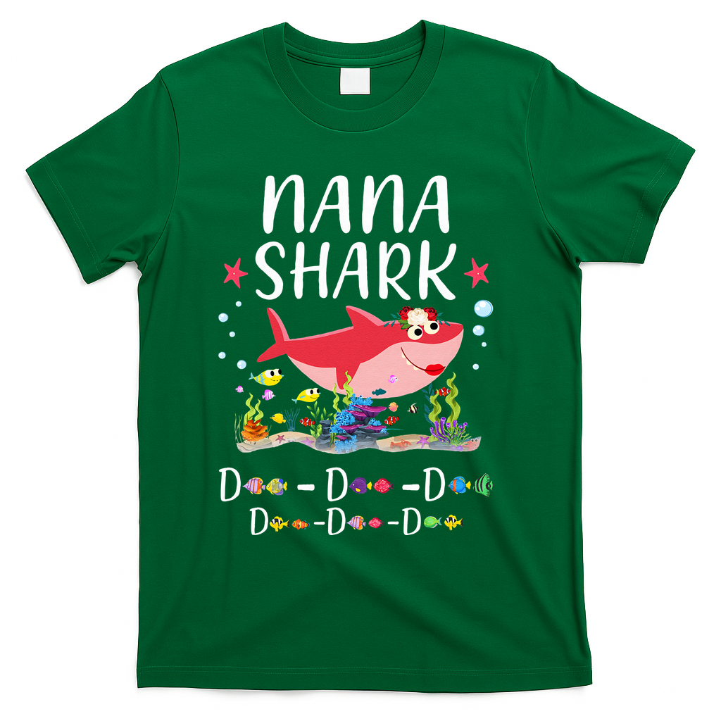 Nana Shark, Funny Mother's Day Floral Gift T-Shirt