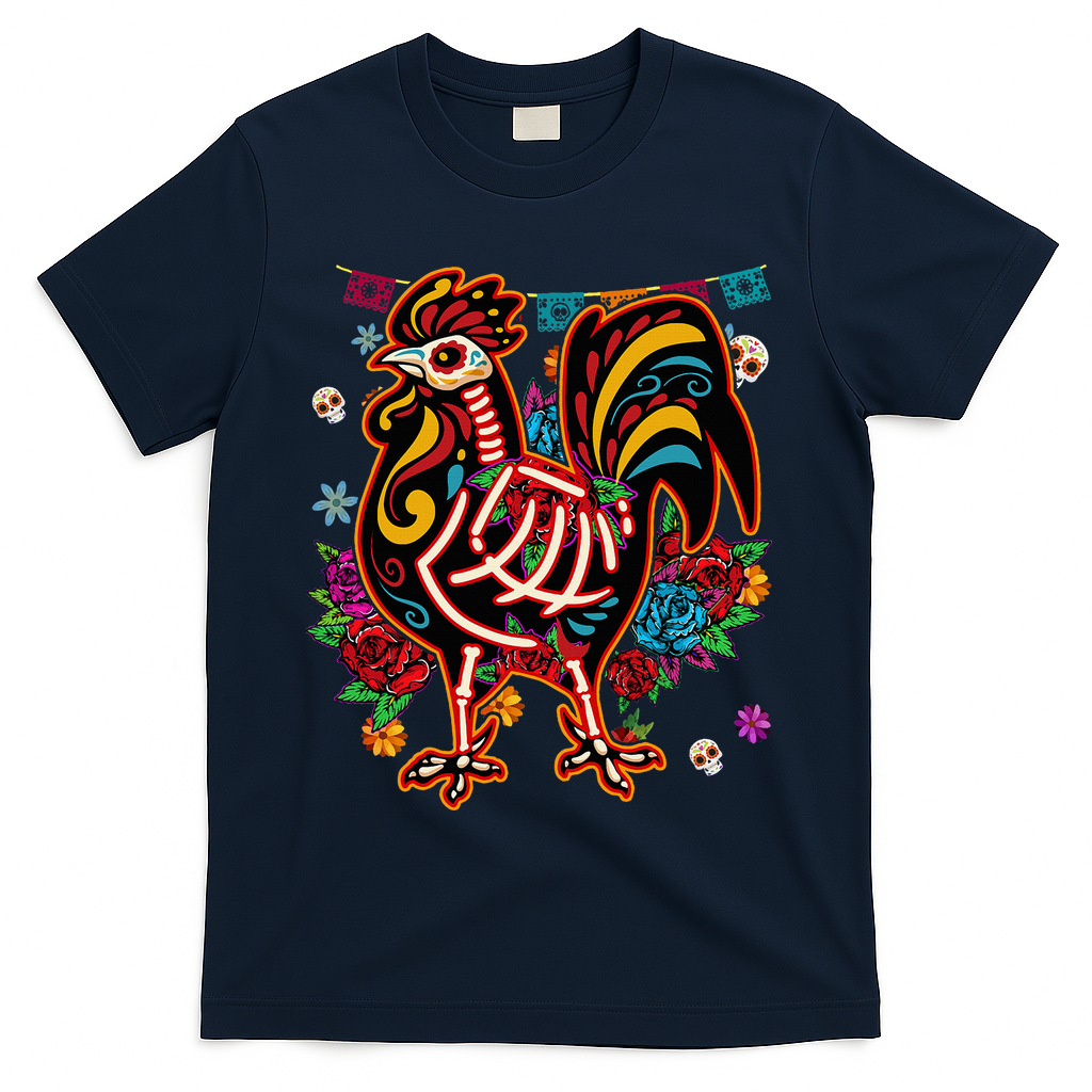 Sugar Skull Mexican Chicken Bone Halloween Day Of Dead T-Shirt