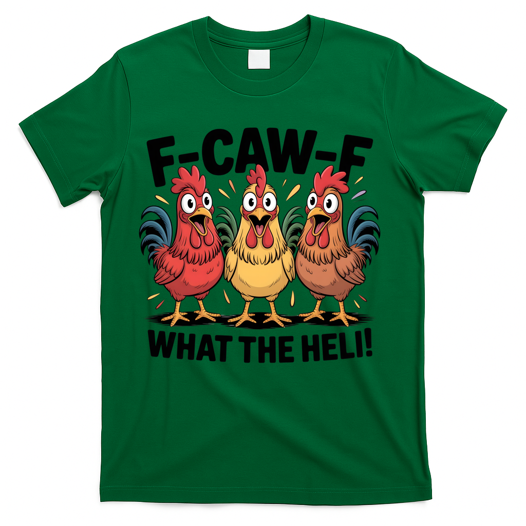 F-Caw-A What The Heli! Funny Chicken T-Shirt