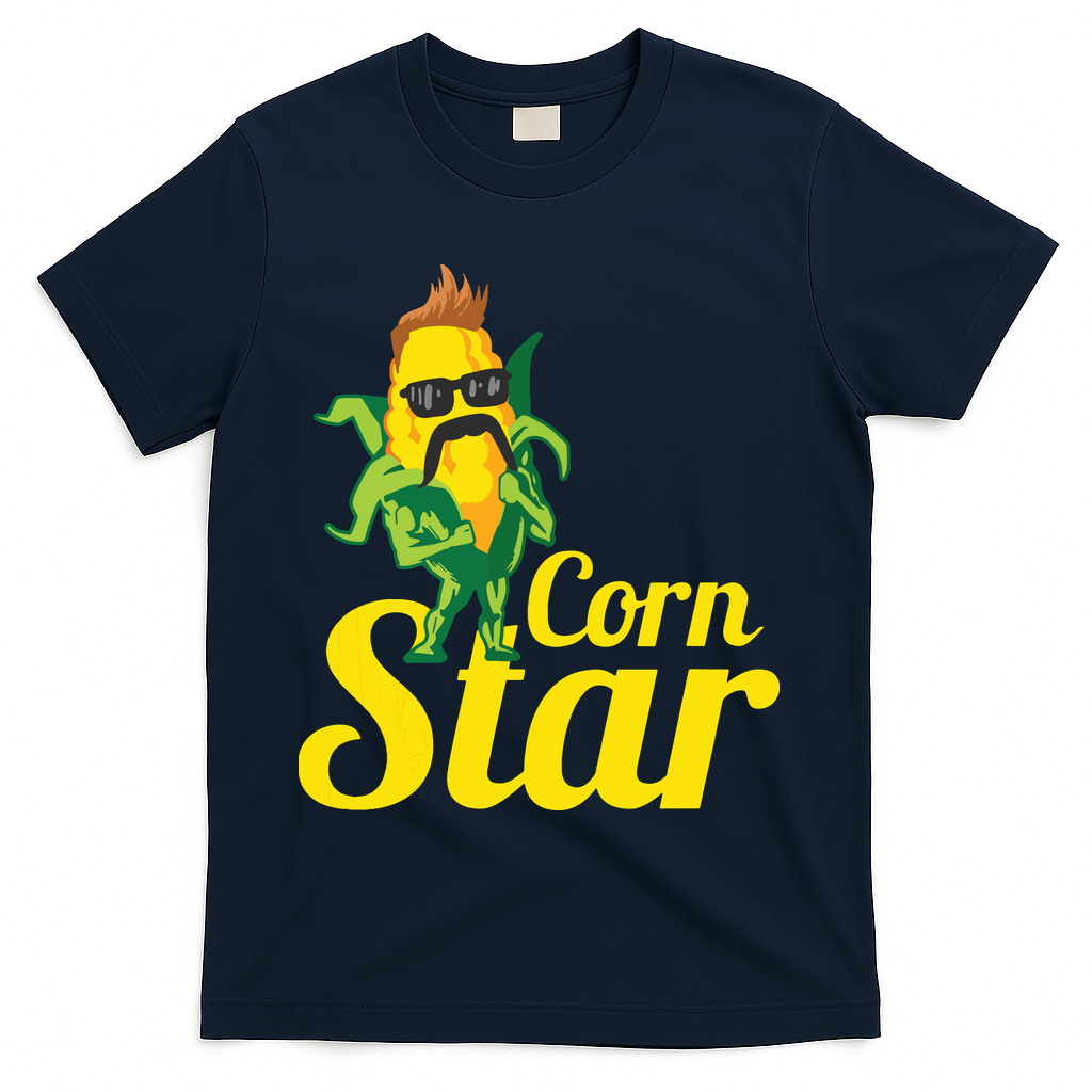 Funny Corn Star Sunglasses Mustache Maize T-Shirt