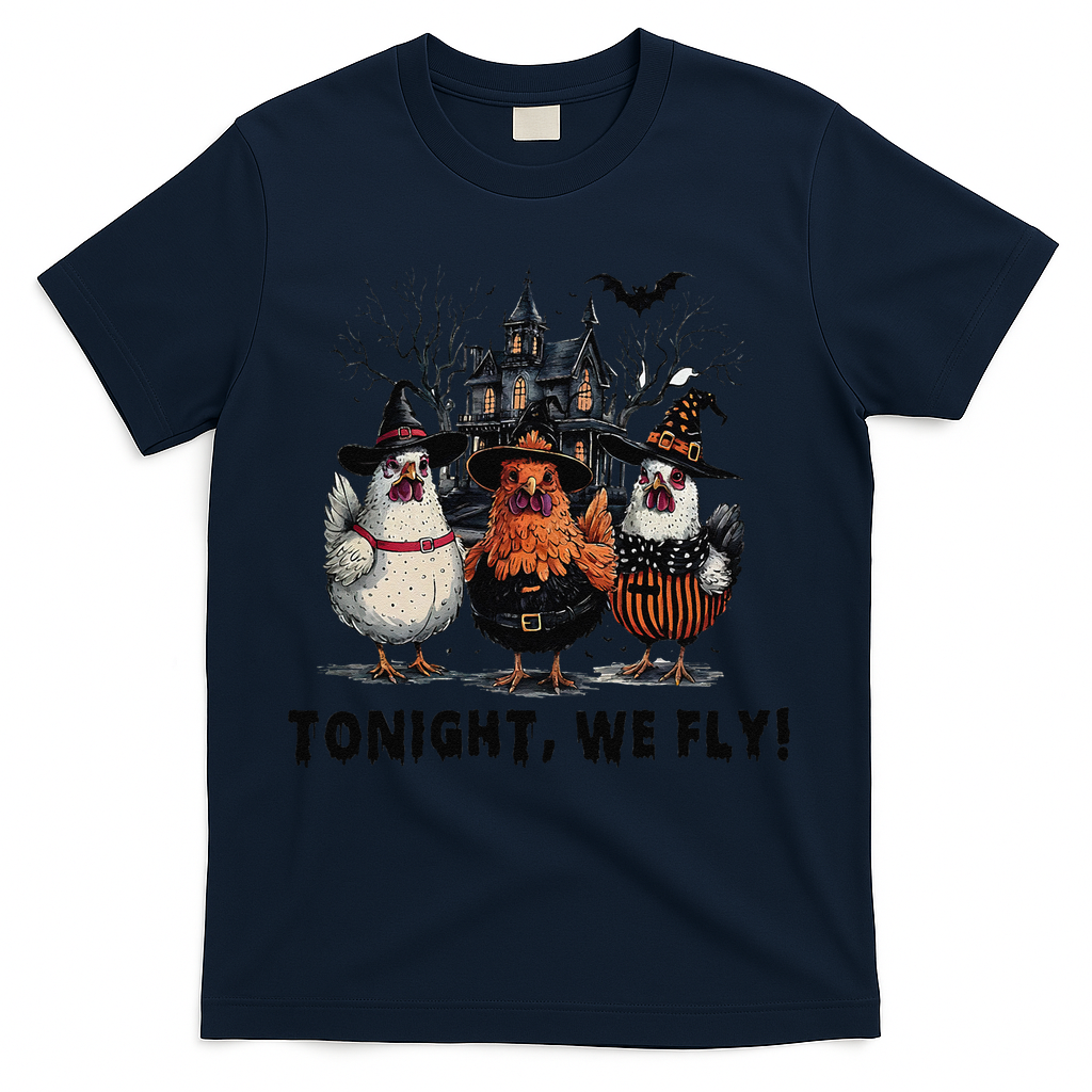Tonight We Fly Funny Chicken Halloween Spooky Season T-Shirt
