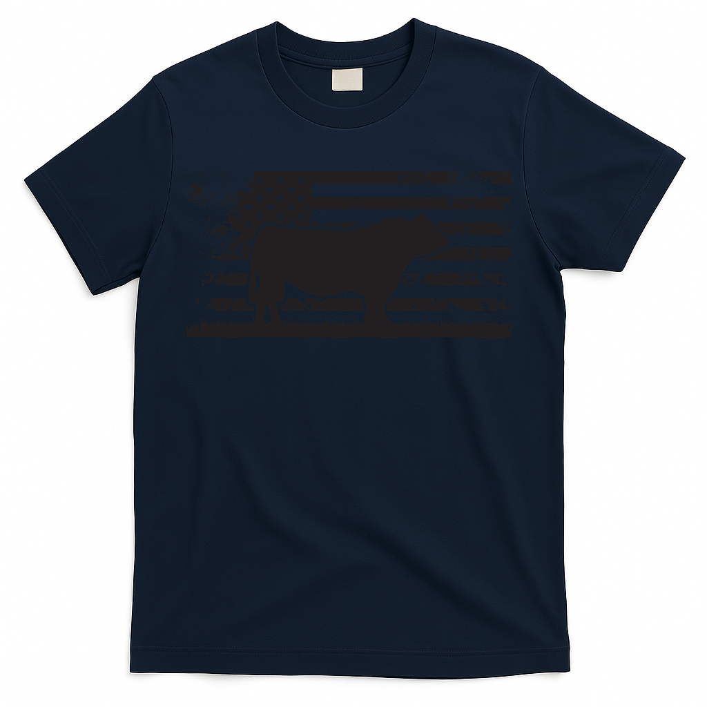 USA American Flag America Cow Black Angus Rancher T-Shirt