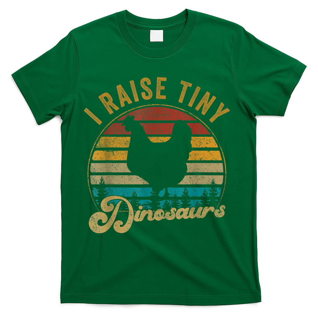 I Raise Tiny Dinosaurs Vintage Retro 70S Chicken Silhouette T-Shirt