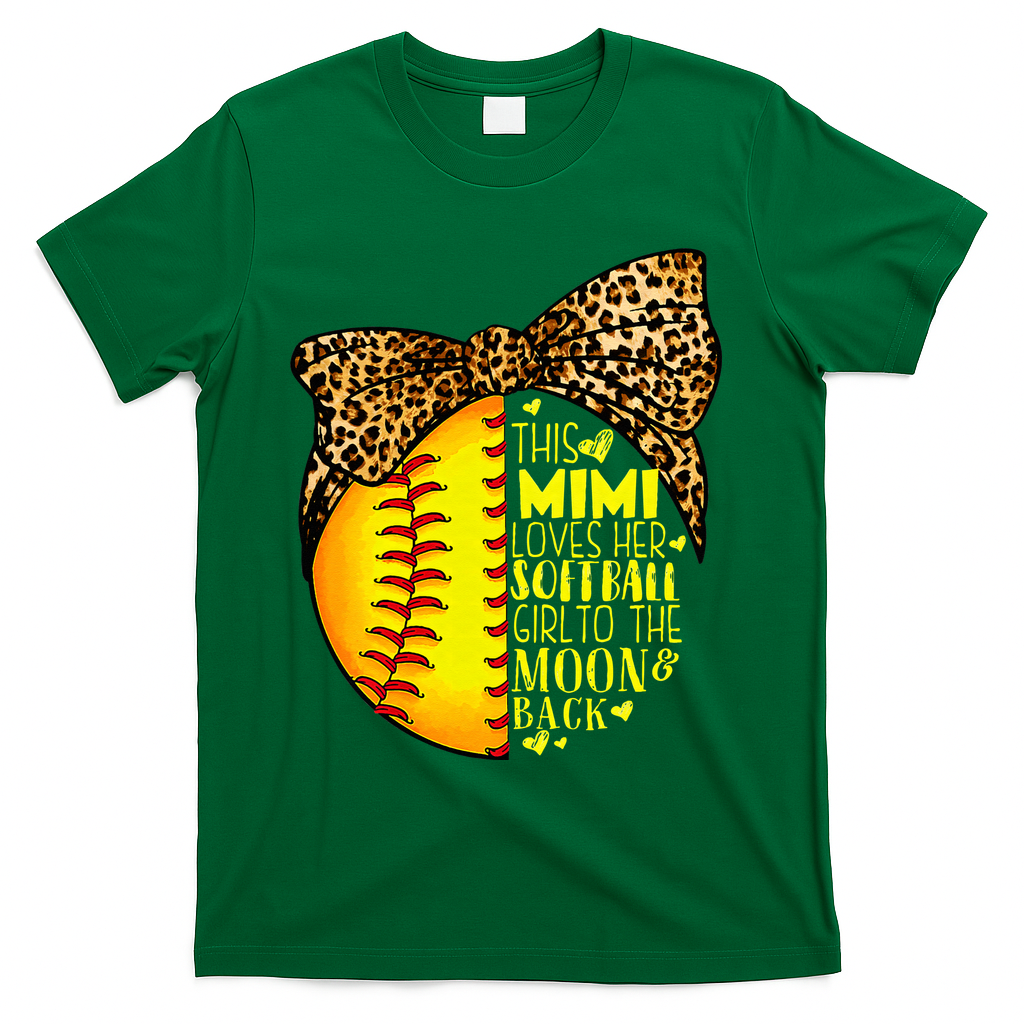 This Mimi Loves Her Softball Mother'S Day Leopard T-Shirt