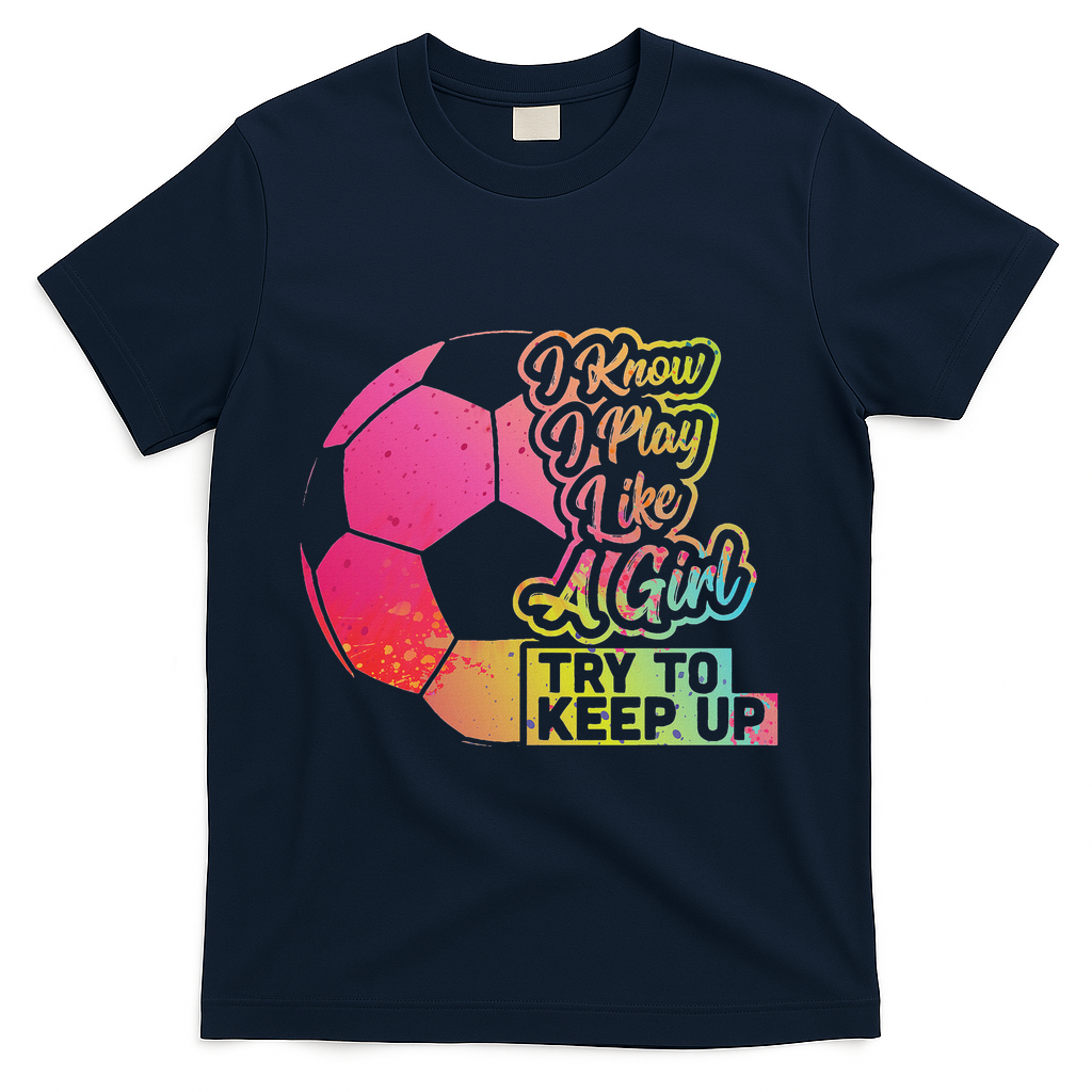 Soccer Girl Funny Gift Mom Daughter Play Like A Girl Soccer T-Shirt